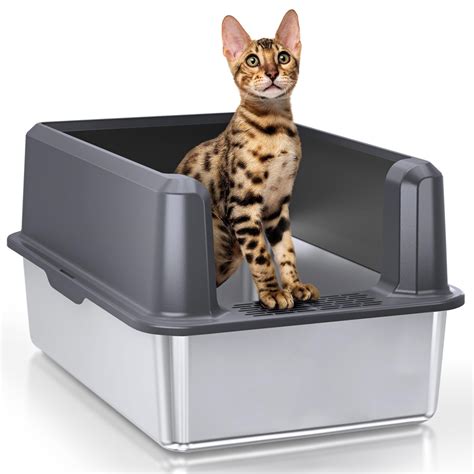 stainless steel litter box with lid|stainless steel cat litter scoop.